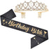 Birthday Bitch' Sash, Crown Tiara & Party Supplies Kit - Black Glitter Sash, Women's Birthday Gifts...