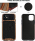 TENDLIN Compatible with iPhone 11 Case Wood Grain with Carbon Fiber Texture Design Leather Hybrid Case Black...