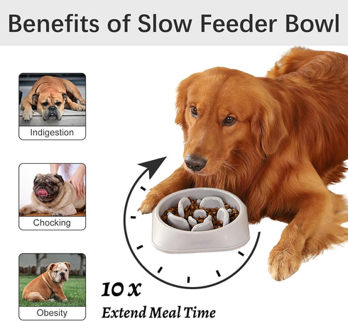 MateeyLife Slow Feeder Dog Bowls, Anti-Choking Puzzle Dog Food Bowls, Non Slip Interactive Dog Feeding Bowls Slow Down Eating, Bloat Stop Maze Dog...