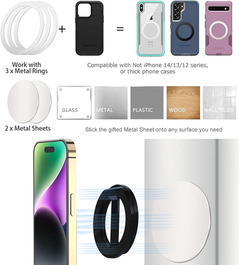 Dual Magnetic Phone Holder for Car,Gym Phone Holder Mount for Mag-Safe,Strong Magnet Phone Mount Stand for Metal Surface,Compatible with iPhone 15...