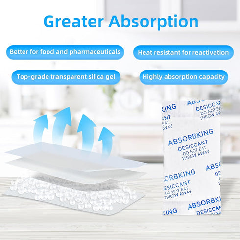 Silica Gel Packets – 0.5 Gram 150 Packs Desiccant Packs for Storage, Food Grade Moisture Absorbers, Premium Desiccant for Spices, Foods, Electroni...
