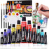 Colorful Acrylic Glass Paint Set with 6 Brushes, 1 Palette, 12 Colors Stain Glass Paints for Wine Glass, Waterproof Acrylic Enamel Paint Kit to Cr...