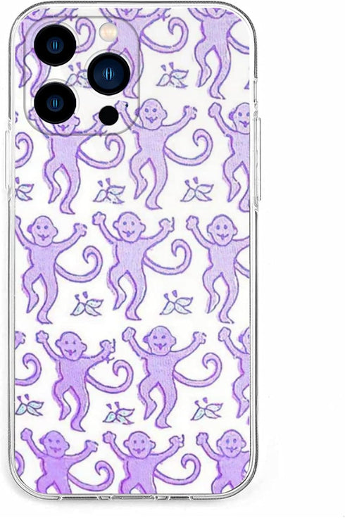 Phone Case Purple Roller Monkey Compatible with iPhone 13 Case Accessories Rabbit Print Shock Scratch 3D Waterproof Transparent...