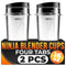 2Pcs Single Serve Blender Cup with Lid - 16 Oz Cup Blender for Smoothies Ninja Blender Cups Replacement - 4 Tabs Single Serving Blender Bottle Lid...