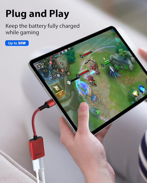 Stouchi USB C to 3.5mm Headphone and Charger Adapter, 2 in 1 USB-C to Aux Audio Jack with Safe 30W Fast Charging, Hi-res DAC Compatible with Samsu...