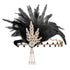 BABEYOND Art Deco 1920's Flapper Great Gatsby Inspired Leaf Medallion Pearl Headband Black Feather...
