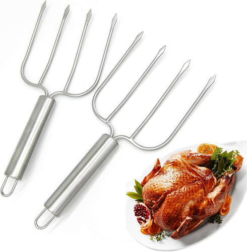 KAYCROWN Stainless Steel Turkey & Roast Lifters, Set of 2 - Turkey and Poultry Lifters Roaster Poultry Forks Great for Thanksgiving, Transfer Turk...