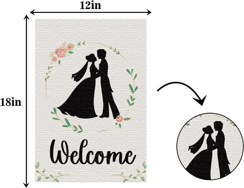 Marriage Welcome Linen Garden Flag-Welcome To Our Wedding Courtyard Lawn Rural Decor-Wedding Theme Party Decoration-Bride and Groom Anniversary Ho...