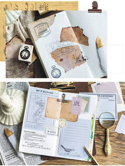 90 PCS Vintage Scrapbook Stickers with Aged Paper Antique Design, Retro Crafts for Junk Journaling, Decoupage, and Personal Projects...