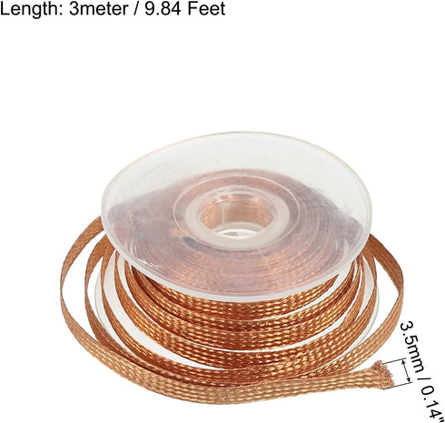 MECCANIXITY Solder Wick Braid No-Clean Desoldering Wick Braid 0.14 Inch Width 9.84 Feet Length for Remove the Solder Electrical Components 1 Pack...