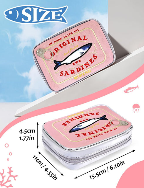 Cessfle Canned Sardines Makeup Bag, Funny Sardine Tin Fish Cosmetic Bag, Creative Cute Makeup Bag Kawaii Pencil Case Pouch, Coquette Make up Pouch...