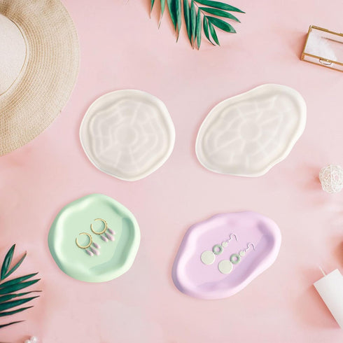 Tray Silicone Molds Large Resin Tray Molds Round Heart Flower Shape Plate Mold Irregular Organizer Casting Mold Epoxy Resin Moulds for Jewelry Sto...