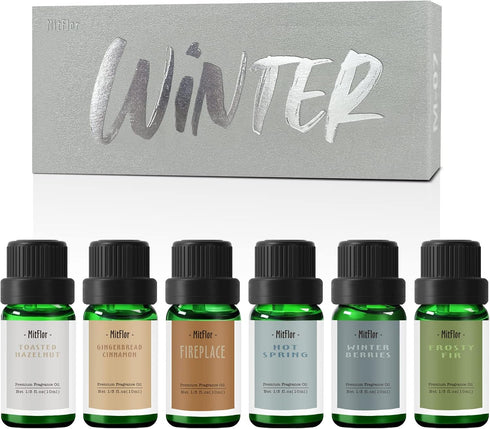 Fragrance Oils, MitFlor Winter Essential Oils for Home Diffusers, Soap & Candle Making Scents, Premium Holiday Aromatherapy Gift Set, 6 x10ml-Wint...
