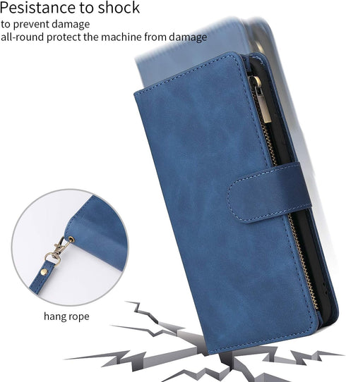 UEEBAI Wallet Case for Samsung Galaxy Note 20 5G, Premium Vintage PU Leather Magnetic Closure Handbag Zipper Pocket Case Kickstand Card Holder Slo...