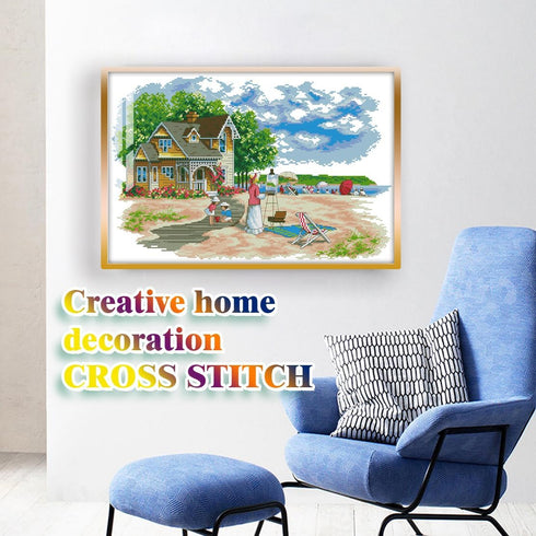 ROSTITCH Stamped Cross Stitch Kits- Vacation time Cross Stitch Kits for Beginners Adults Needlepoint Cross-Stitch,Pre Printed Cross Stitch and Cra...