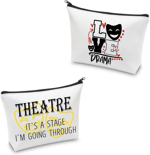 CMNIM Drama Makeup Bag Comedy Tragedy Mask Gift For Drama Theater Lover Cosmetic Pouch Bag Theatre It's A Stage I'M Going Through (LOVE Drama Make...