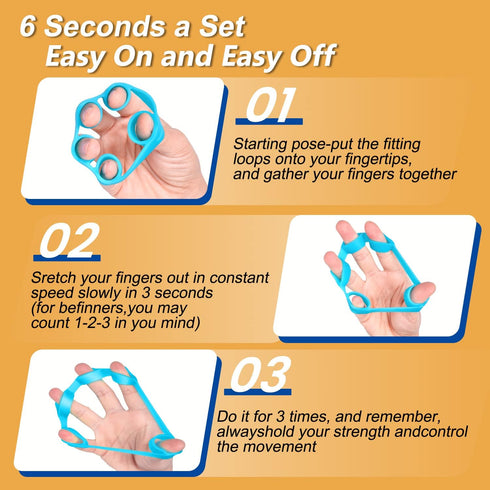 Hand Grip Strengthener, Finger exerciser, Grip Strength Trainer (6 PCS),NEW MATERIAL,Forearm grip workout, Finger Stretcher, Relieve Wrist Pain, C...