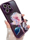 Compatible with iPhone 14 Pro Max Phone Case with Glitter Bling Camera Lens Protector for Women Girls Cute Fairy Rose Flower Clear Protective Cove...