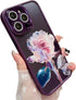 Compatible with iPhone 14 Pro Max Phone Case with Glitter Bling Camera Lens Protector for Women Girls Cute Fairy Rose Flower Clear Protective Cove...