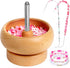 Tilhumt Bead Spinner for Jewelry Making, Effortless Rotating Wooden Clay Bead Spinner with 2 Big Eye Beading Needles and 3000 Seed Beads, Beading ...