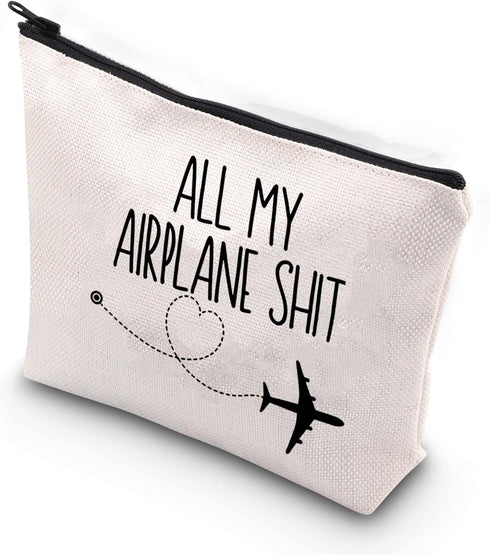 All My Airplane Sh*t Accessory Pouch Traveler Makeup Bag Charger Pouch Flight Attendant Cosmetic Bag (AIRPLANE)......
