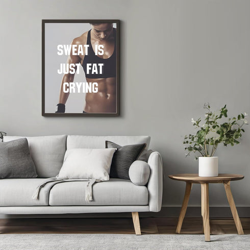 Posterizer 1 pcs-Sweat is just fat crying-funny working out quotes-Comedy Art-Motivational & Inspirational Art-Decor for Gym, Studio- UNFRAMED Wal...