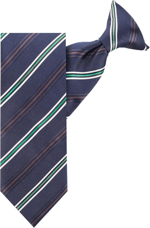 Jacob Alexander Men's Pre-Tied Executive Stripe Pattern Clip-On Neck Tie - Navy Green...