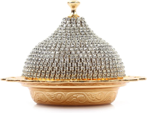 Alisveristime Coated Handmade Brass Sugar Chocolate Candy Bowl Serving Dish with Lid (Crystal) (Gold)...