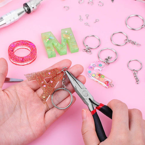 Audab 360Pcs Keychain Bulk, 120Pcs Keychain Rings with Chain and 120Pcs Open Jump Ring with 120Pcs Screw Eye Pins for Crafts and Jewelry Making...