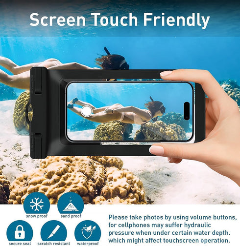 Universal Waterproof Phone Case, Certified and Lightweight IPX8 Beach Travel Essentials for iPhone 15 14 13 Pro Max, 2 Pack-Black & Black...