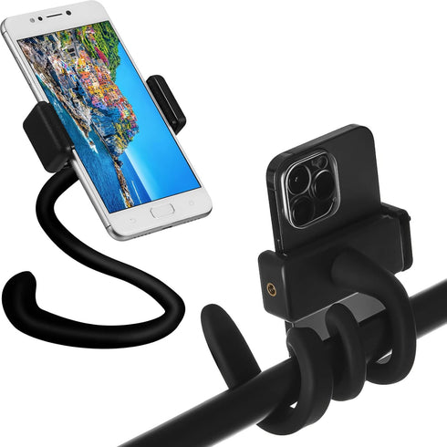 2 Pcs Stroller Phone Holder Portable Cell Phone Holder Stand Universal Stroller Accessories for Parent Baby Toddler Phone Clamp with Non Slip Sili...