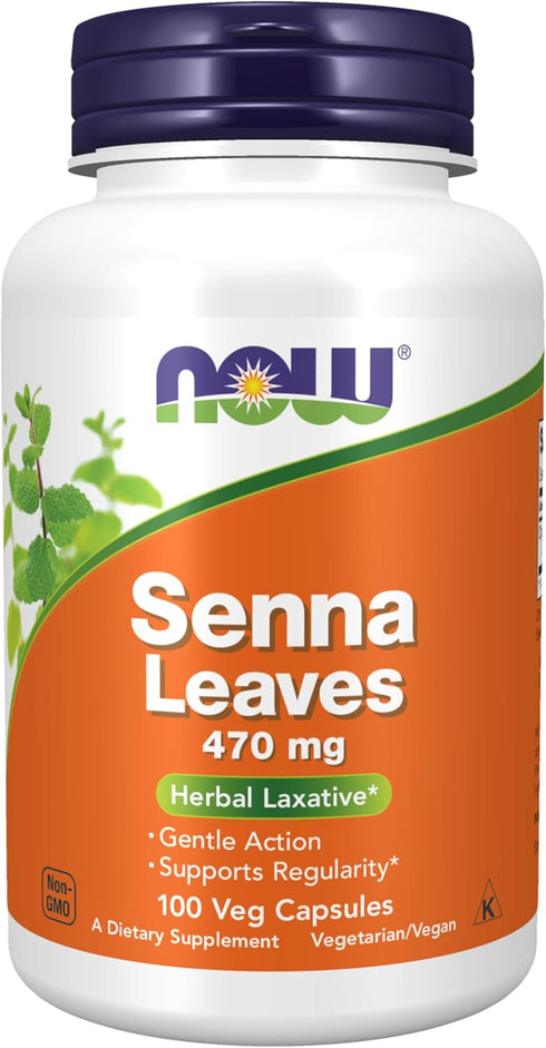 NOW Supplements, Senna Leaves (Cassia angustifolia) 470 mg, Supports Regularity*, Herbal Laxative*, 100 Veg Capsules...