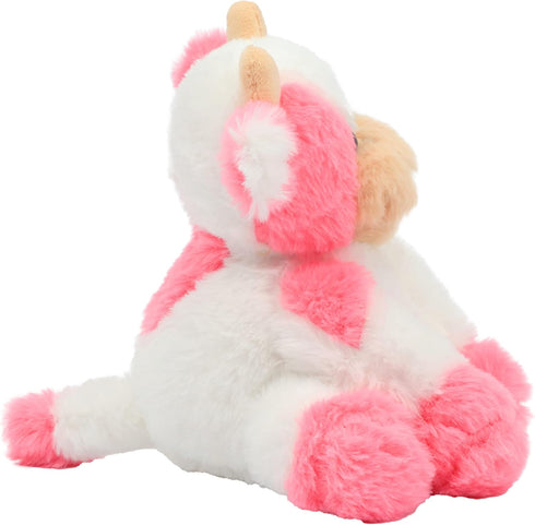 Hopearl Adorable Plush Cow Toy Floppy Dairy Cattle Soft Stuffed Animal Cute Birthday for Boys Girls Kids Toddlers, Strawberry Pink, 9''...