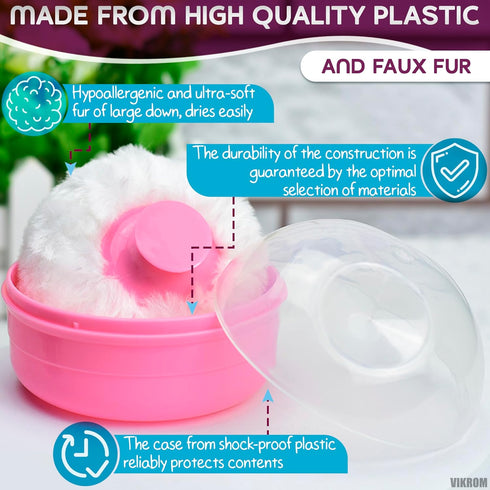 2Pcs Talcum Powder Brush with Holder - Dusting Powder with Puff for Women Set, 3.6x2.45 Pink and Blue Colors, Easy to Clean and Store, Gentle and ...