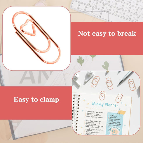 200pcs Love Heart Shaped Paper Clips, 0.78inch Cute Mini Paperclips Stainless Steel Metal Small Paper Clip for Office School Home Desk Organizers ...