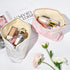 2 Pieces Embossed Pink Flower Makeup Bag Large Floral Cosmetic Bag Capacity Canvas Travel Toiletry Bag Organizer Cute Makeup Brushes Aesthetic Acc...