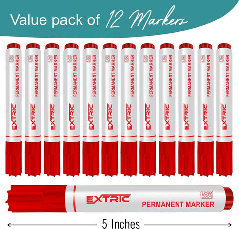 Permanent Markers, Chisel Tip, Red, Quick Drying Ink, Works on Paper, wood, Plastic, metal and Glass, Great for Home, Office and School use...