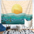 Boho Ocean Sunrise Tapestry Waves Mid Century Modern Style Tapestry Wall Hanging,Contemporary Wall Art Boho Prints Mountain Tapestry for Bedroom L...