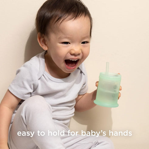 Olababy Silicone Training Cup with Straw Lid | Babies Water Drinking Cup | 6+ Mo Infant To 12-18 Months Toddler | Sippy Cup For Kids & Smoothie Cu...