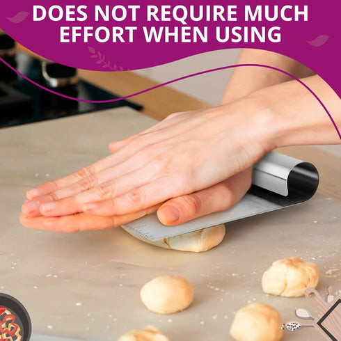 Bench Scraper Kitchen – Multipurpose Pastry Scraper Tool with Measuring Scale, Pizza & Bread Dough Cutter Tool, Stainless Steel Build – Rust-Resis...