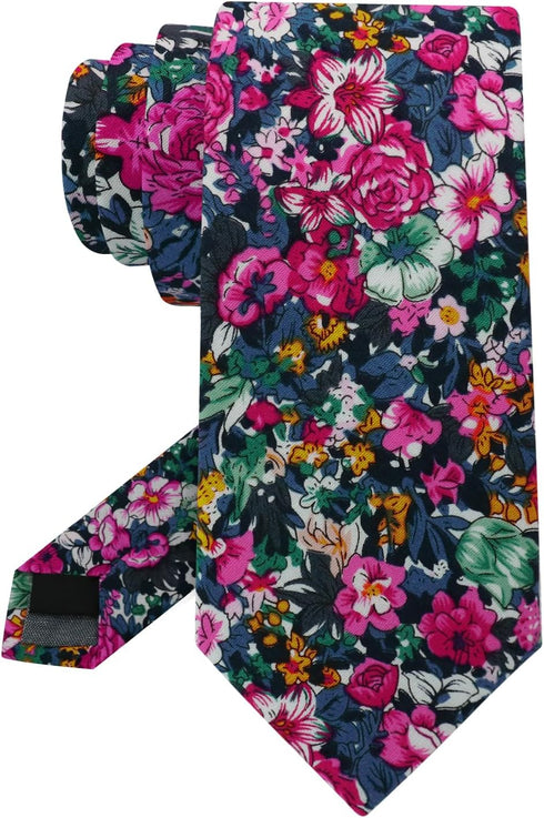 Floral Ties for Men 2.56" Colorful Mens Skinny Tie Cotton Neckties for Wedding Party Graduation...