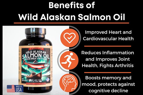 Wild Alaskan Salmon Fish Oil Omega 3 Supplement by Kwee-Jack Fish Co. | 120 Softgels 1000mg Salmon Oil | Anti-inflammation Brain Heart Joint Healt...