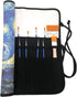 Paint Brush Holder Art Supplies, Artist Brush Holder & Storage Organizer Roll-Up Case Bag, Protect Acrylic Oil Watercolor Paintbrushes (Starry Nig...