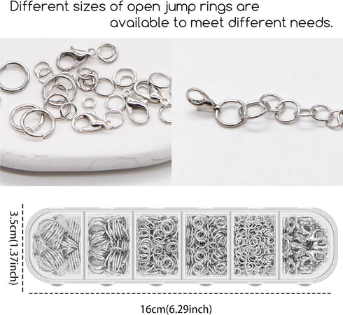 All Size Open Jump Ring and Lobster Clasps Kit for Jewelry Repair Tools Jewelry Making Accessories for Necklace Bracelets Earring Jewelry Making R...
