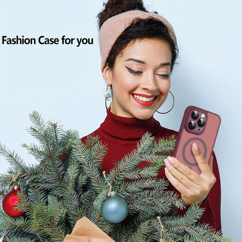 Fiyart Designed for iPhone 15 Pro Max Case Matte Design Compatible with MagSafe Wireless Charging,Cute Anti-Scratch Translucent Phone Cover for Wo...