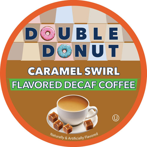 Caramel Swirl Medium Roast Decaf Flavored Coffee Pods for Keurig K Cups Makers from Double Donut, 24 Capsules...
