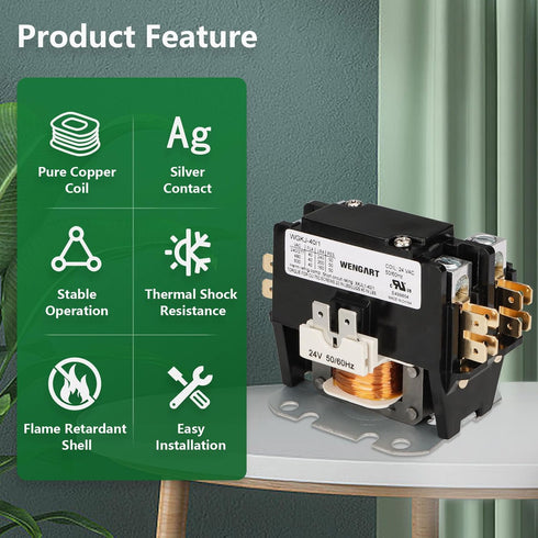Air Conditioner Contactor,24VAC Provide Stable and Reliable Control for Your Air Conditioning System,Strong Compatibility (1P_40A)...