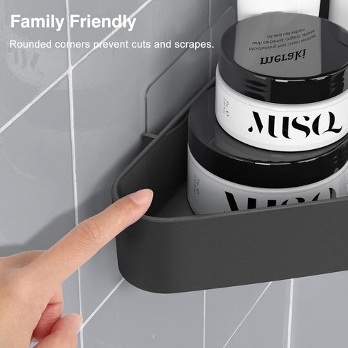 Sotfamily Shower Caddy Corner, 2 Pack Adhesive Corner Shower Shelves for inside Shower, Plastic Shower Organizer for Bathroom Storage, Black...