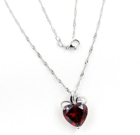 Uloveido Fashion Love Heart Crystal Pendant Valentines Birthday Necklace Silver Color N437...
