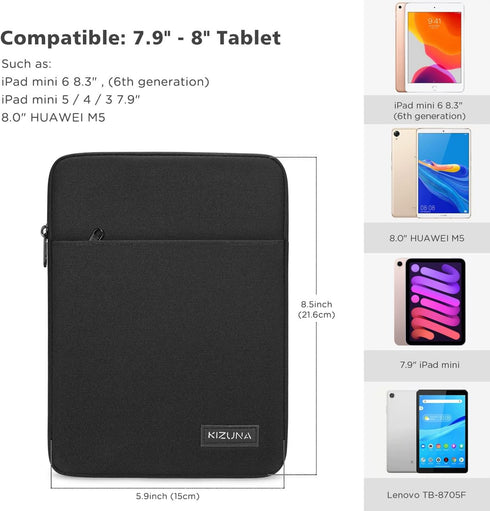 KIZUNA 8 Inch Tablet Sleeve Case Shockproof Water-Resistant Bag for 7.9" Tablet/iPad Mini 4 3 2/Samsung Galaxy Tab A/ 8" Pro/Tab 3 7.0 Lite/S2 8/E...
